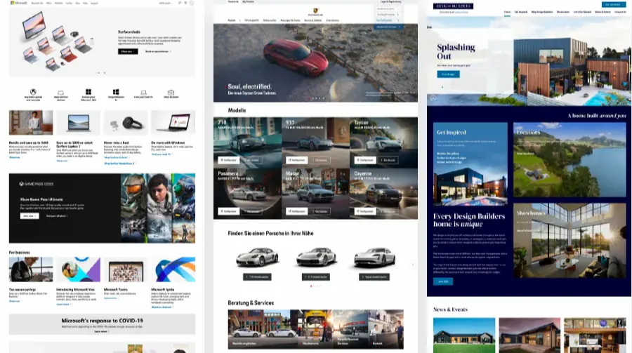 Example websites in the plain and neutral style