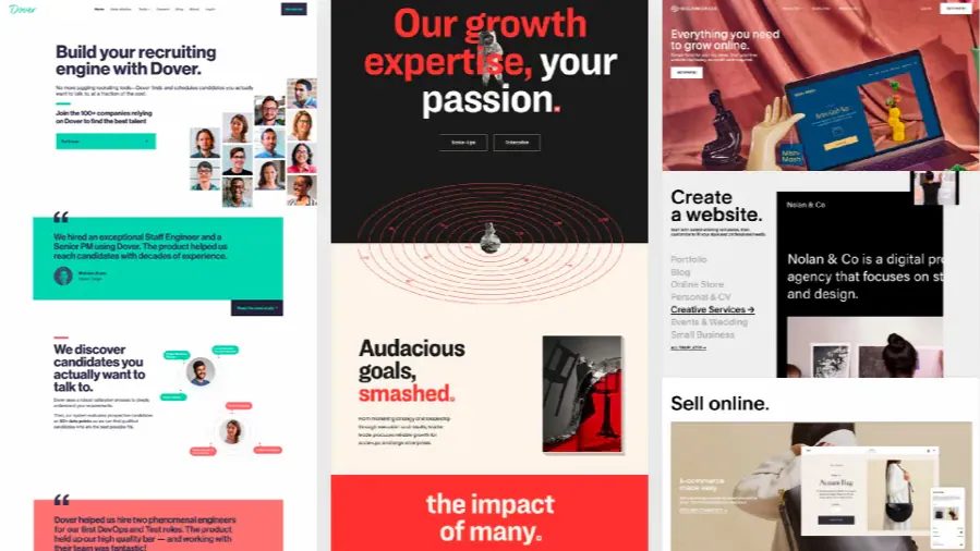 Example websites in the bold and confident style