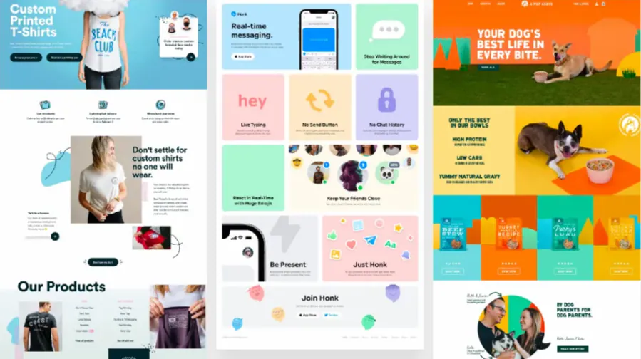 Example websites in the playful and fun style