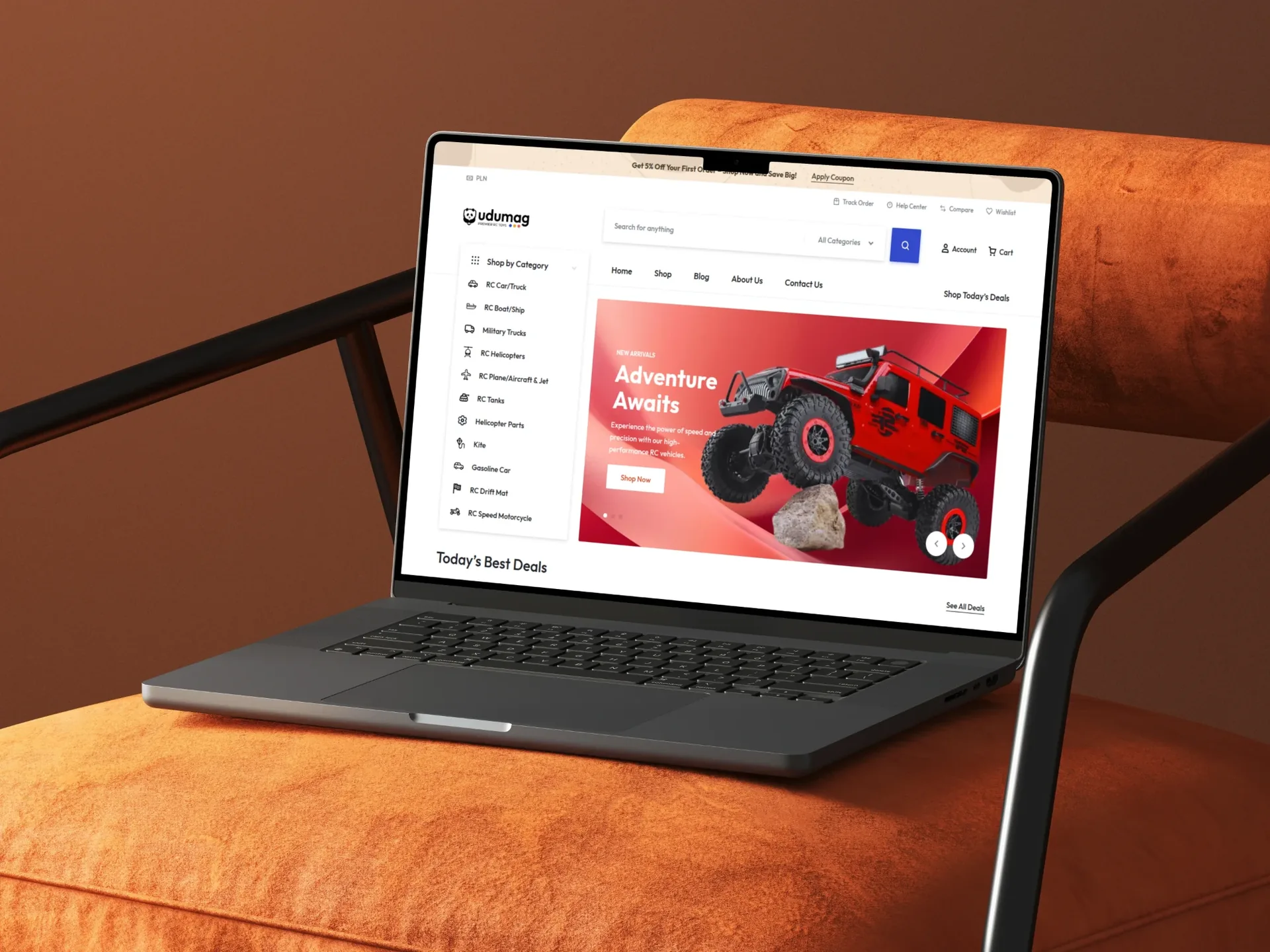 Udumag open on a laptop